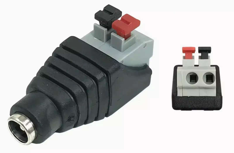 Female 5.5mm OD 2.1mm ID DC Click-in Connector for CCTV power / DC Power Extension Adapter