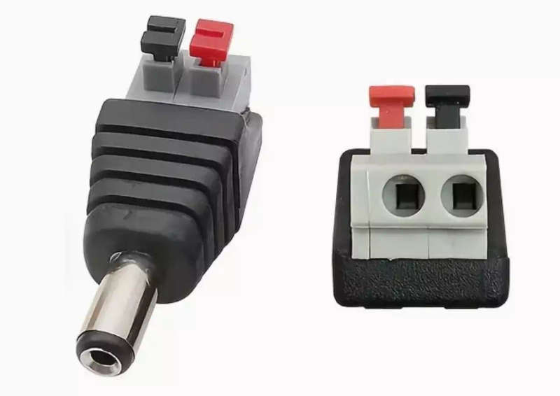 Male 5.5mm OD 2.1mm ID DC Click-in Connector for CCTV power / DC Power Extension Adapter