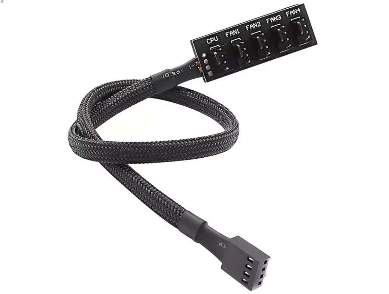4pin Motherboard or Fan Controller to 5 x 4 pin PC Fan Splitter Cable Adapter