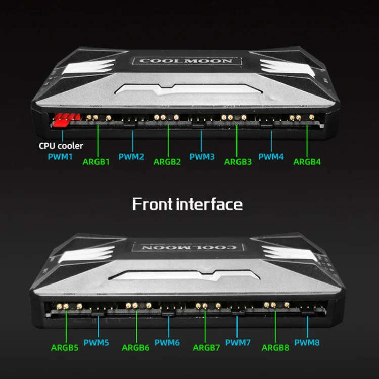 10 Port PC LED Lights ARGB Controller + 8 Port PWN 4pin PC Case Fans Controller with Remote Control
