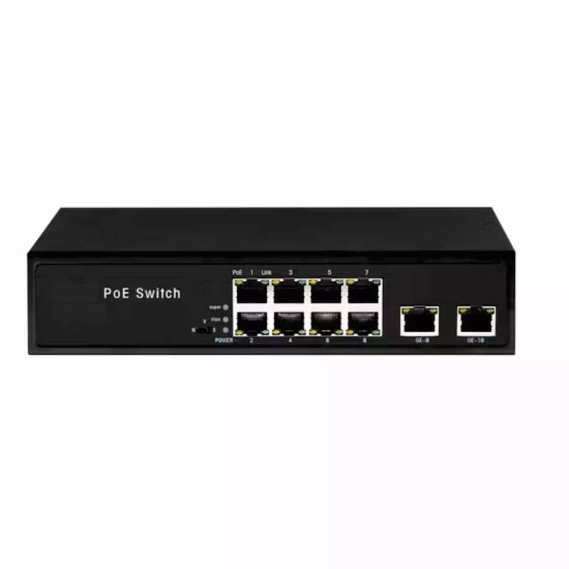 10 Port (POE) Power over Ethernet Fast Network Switch with 2x Uplink Ports