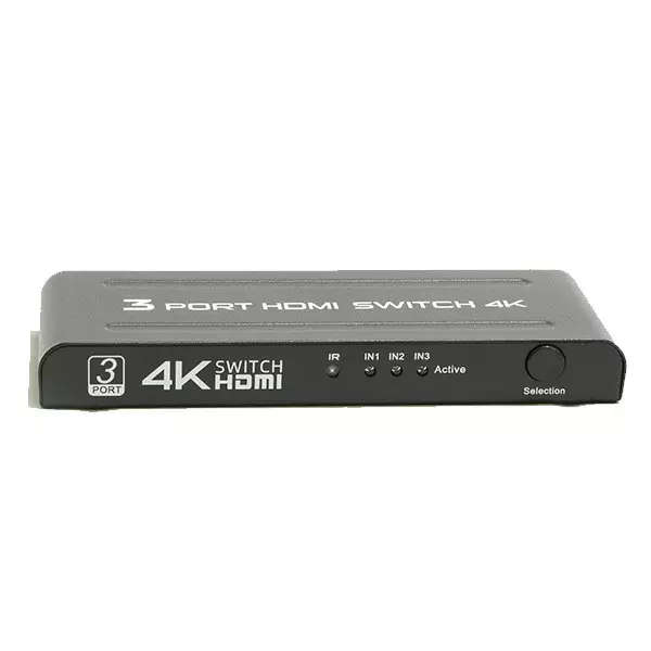 Variable 4k UltraHD 3x1 (3 input ports) HDMI Switch with built-in Equalizer & IR Remote Control