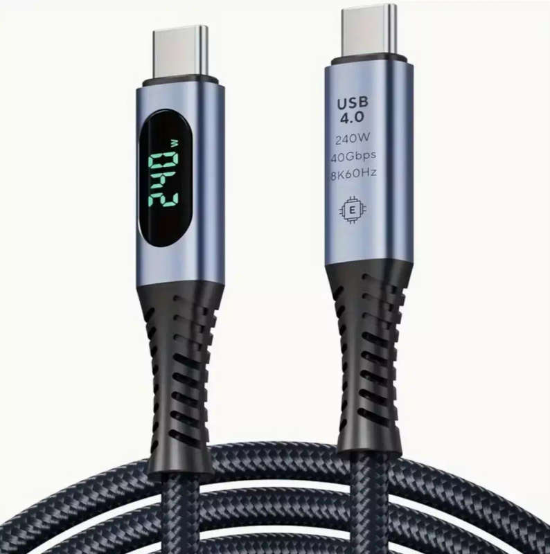 1 Meter USB 4 Cable 40Gbps with Digital Display | PD 240 Watt Max Power Thunderbolt 5 Specificati...