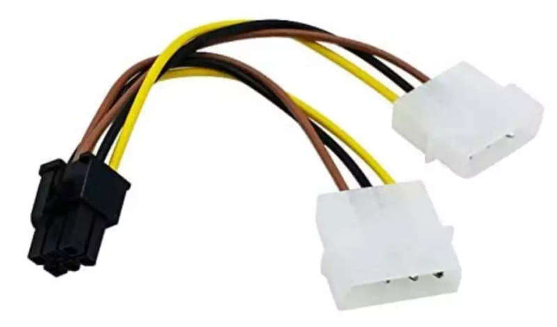 2 x Molex to 6 Pin PCIe Male Power Cable (PCI Express) - Graphics Card Adapter Power Cable to old...