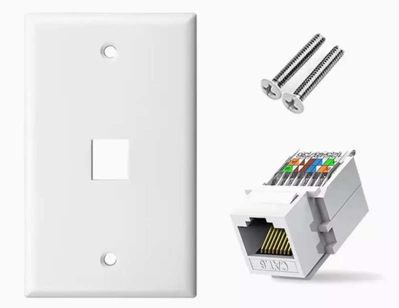 Tool-Less RJ45 Keystone Jack + 4x2 Wall Plate for PC/Laptop/Gaming Console Network Port Outlet on...