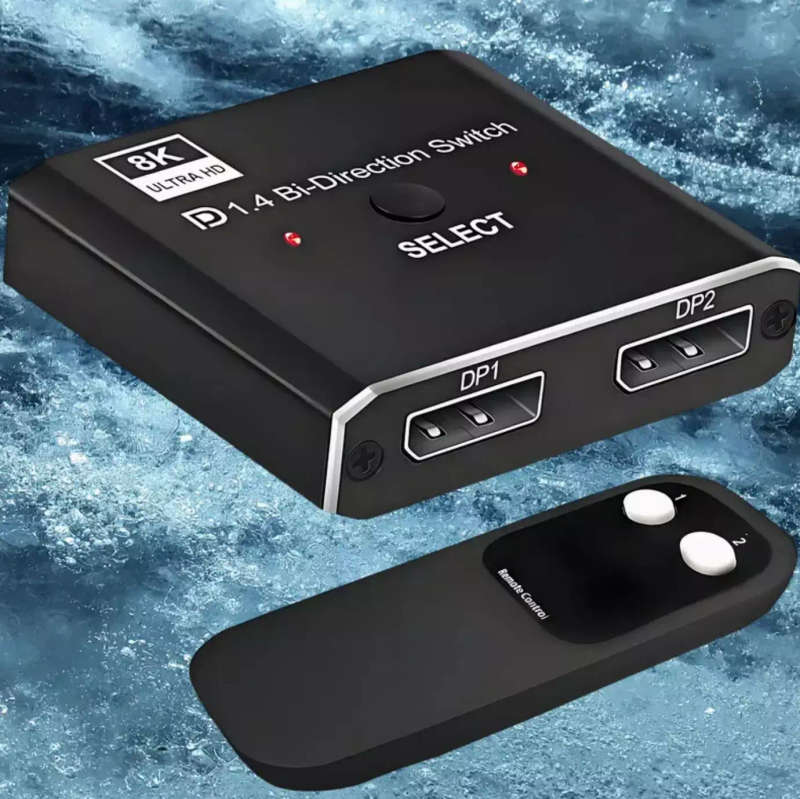 2 Port Bi-Directional 8K DisplayPort Switch with Infrared Remote Control | Up to 8K 30Hz / 4K 120Hz