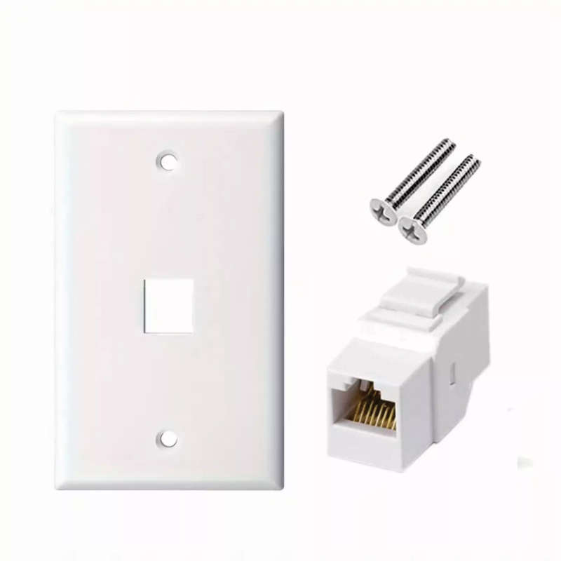 Tool-Less RJ45 Keystone Jack + 4x2 Wall Plate for PC/Laptop/Gaming Console Network Port Outlet on...