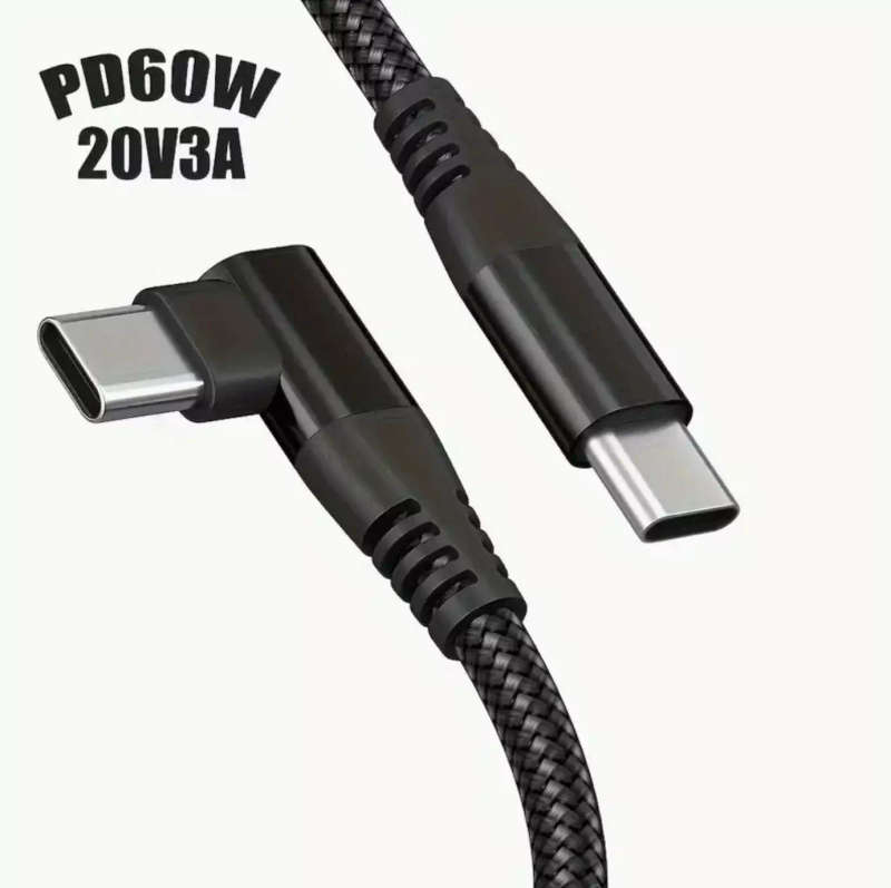 1 Meter 90 Degree USB C to USB C Super Fast Charging Cable | 60 Watt Max Power | Male to Male Con...