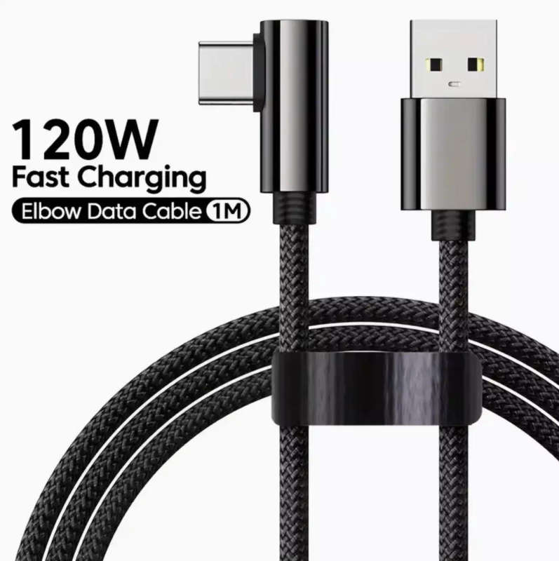 1 Meter 90 Degree USB to USB C Super Fast Charging Cable | 120 Watt Max Power | Male to Male Conn...
