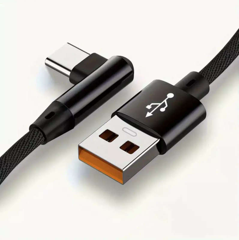 2 Meter 90 Degree USB to USB C Super Fast Charging Cable | 60 Watt Max Power | Male to Male Conne...