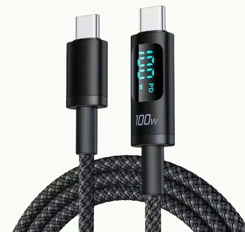 1 Meter 100 Watt Digital LED Display USB C to USB C Super Fast Charging Cable