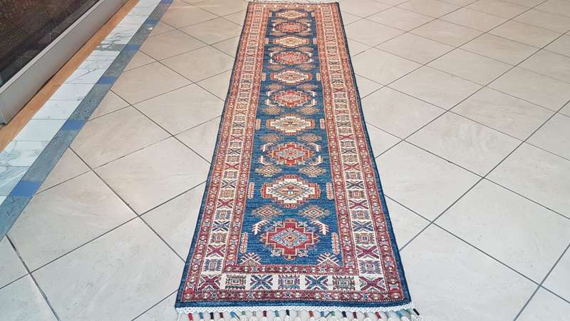 Fine Afghan Kazak Ariana Carpet 306cm x 76cm Hand Knotted