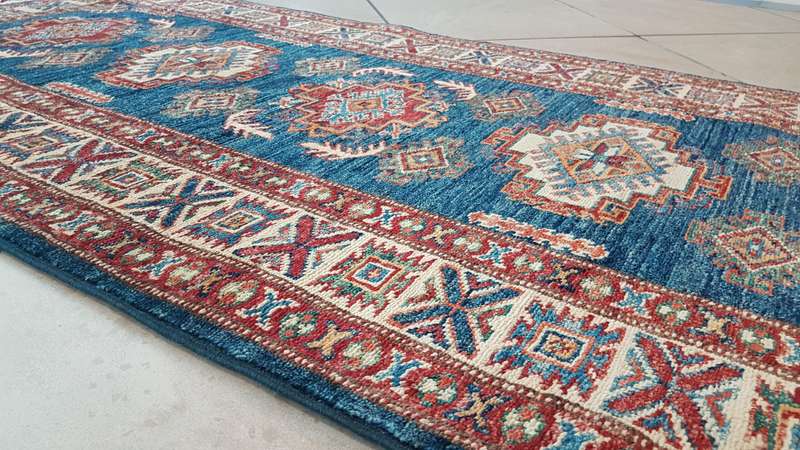 Fine Afghan Kazak Ariana Carpet 306cm x 76cm Hand Knotted