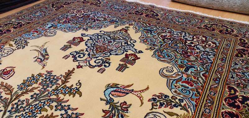 Very Fine Persian Kashan Carpet Wool&Silk 225cm x 143cm Hand knotted