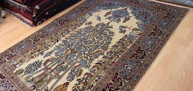 Very Fine Persian Kashan Carpet Wool&Silk 225cm x 143cm Hand knotted