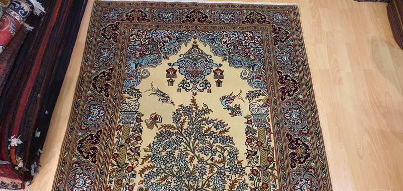 Very Fine Persian Kashan Carpet Wool&Silk 225cm x 143cm Hand knotted