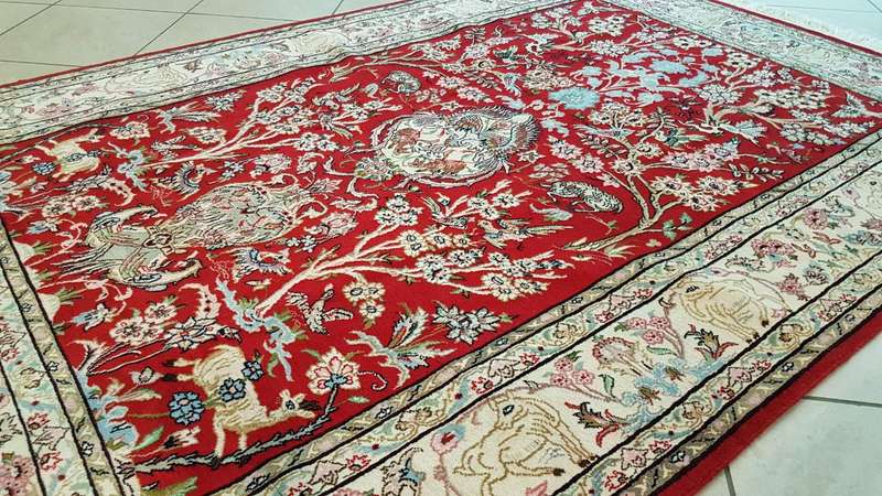 Persian Isfahan Carpet 234cm x 158cm Hand Knotted Tree of Life Design