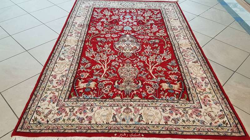 Persian Isfahan Carpet 234cm x 158cm Hand Knotted Tree of Life Design