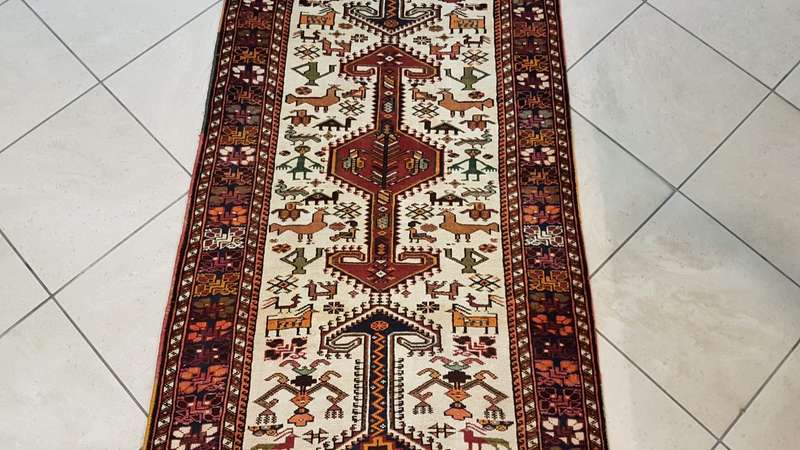 Persian Kurdi Carpet 382cm x 94cm Hand Knotted
