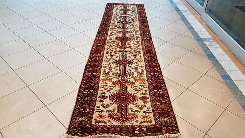 Persian Kurdi Carpet 382cm x 94cm Hand Knotted