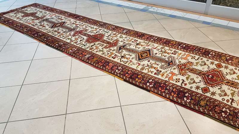 Persian Kurdi Carpet 382cm x 94cm Hand Knotted