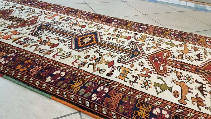 Persian Kurdi Carpet 382cm x 94cm Hand Knotted