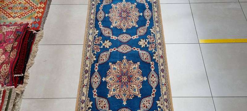 Persian Nain Carpet 446cm x 90cm Hand Knotted