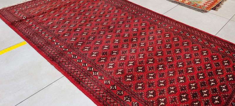 Persian Turkman Carpet 243cm x 132cm Hand Knotted