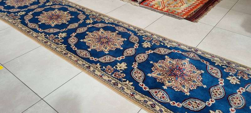 Persian Nain Carpet 446cm x 90cm Hand Knotted