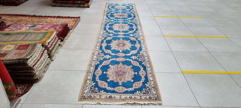 Persian Nain Carpet 446cm x 90cm Hand Knotted
