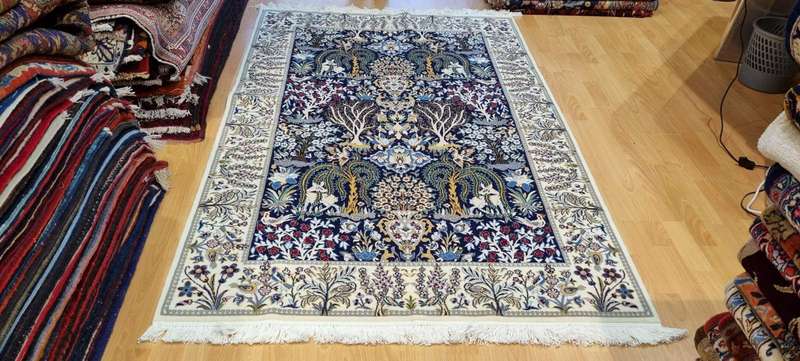 Very Fine Persian Nain Tree of life Carpet 200cm x 130cm Hand Knotted