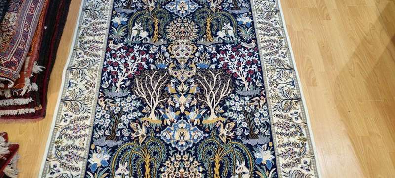 Very Fine Persian Nain Tree of life Carpet 200cm x 130cm Hand Knotted