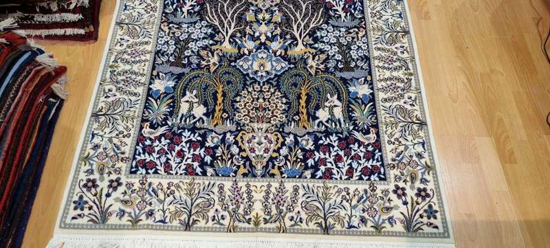 Very Fine Persian Nain Tree of life Carpet 200cm x 130cm Hand Knotted