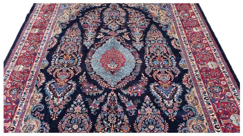 Persian Mashhad Carpet - 365cm x 302cm Hand-Knotted