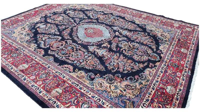Persian Mashhad Carpet - 365cm x 302cm Hand-Knotted