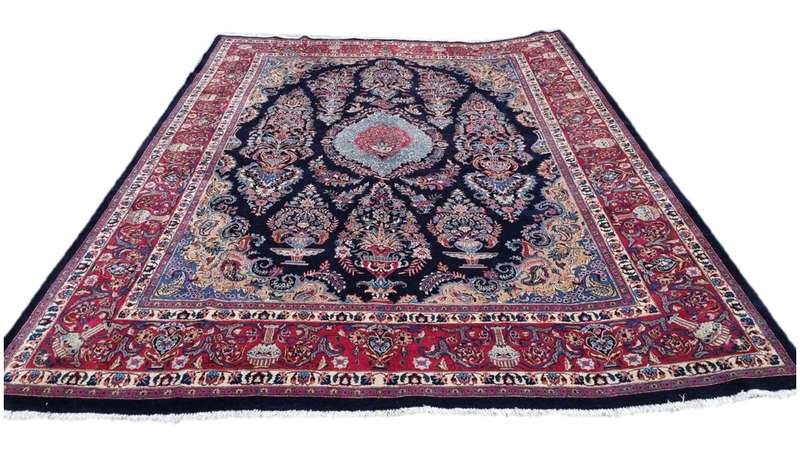 Persian Mashhad Carpet - 365cm x 302cm Hand-Knotted