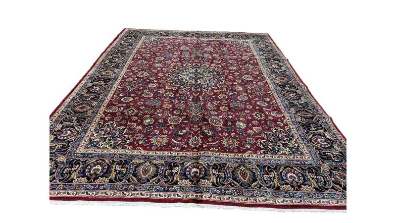 Very Fine Persian Mashhad Carpet - 377cm x 295cm Hand-Knotted