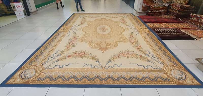 French Aubusson Flat Woven Rug 560cm x 370cm Hand Made