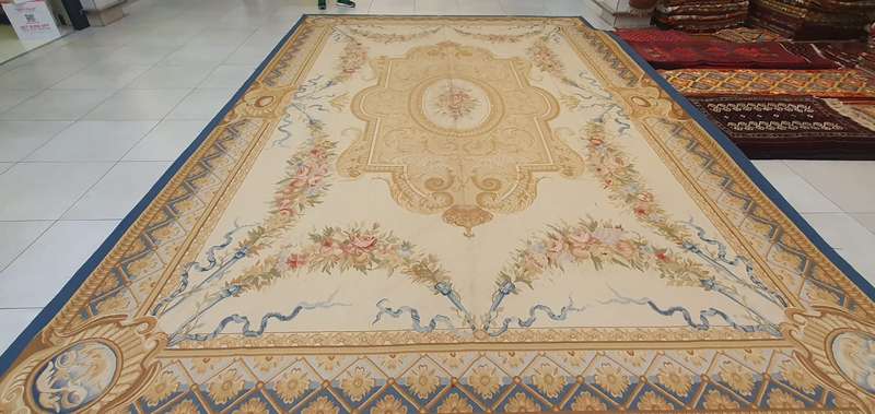 French Aubusson Flat Woven Rug 560cm x 370cm Hand Made