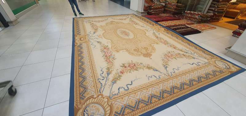 French Aubusson Flat Woven Rug 560cm x 370cm Hand Made