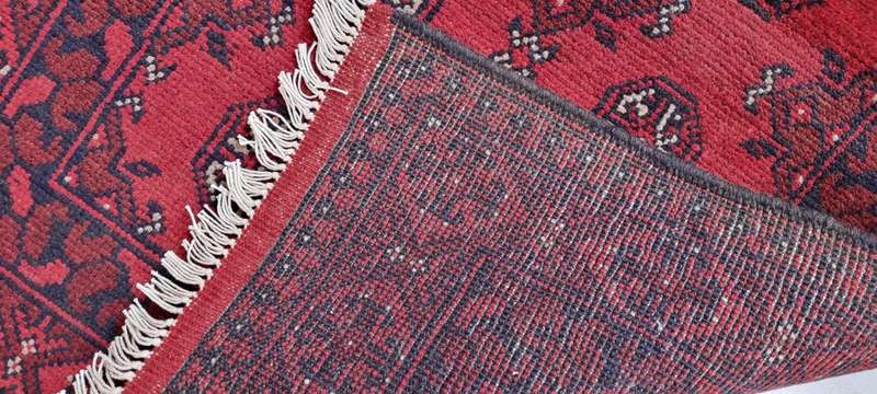 Red Afghan Turkaman 300cm x 80cm Hand Knotted