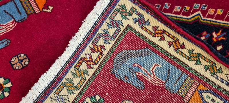 Very Fine Persian Qashqai Carpet 60cm x 60cm Hand Knotted