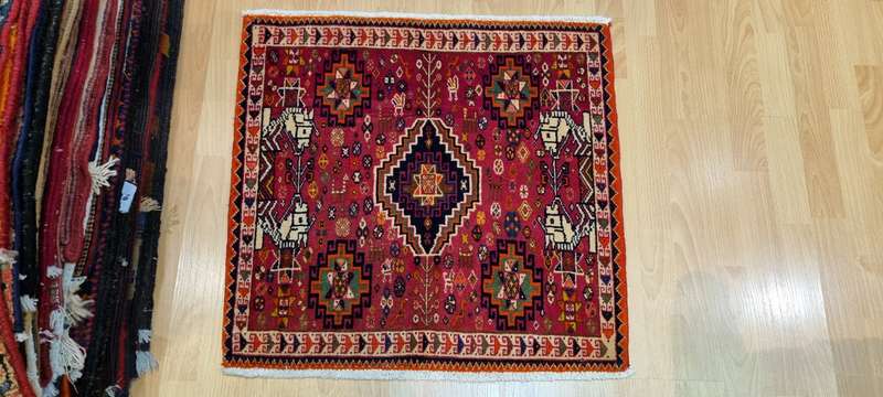 Very Fine Persian Qashqai Carpet 65cm x 65cm Hand Knotted
