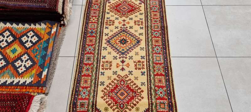 Afghan Kazak Carpet 240cm x 79cm Hand Knotted