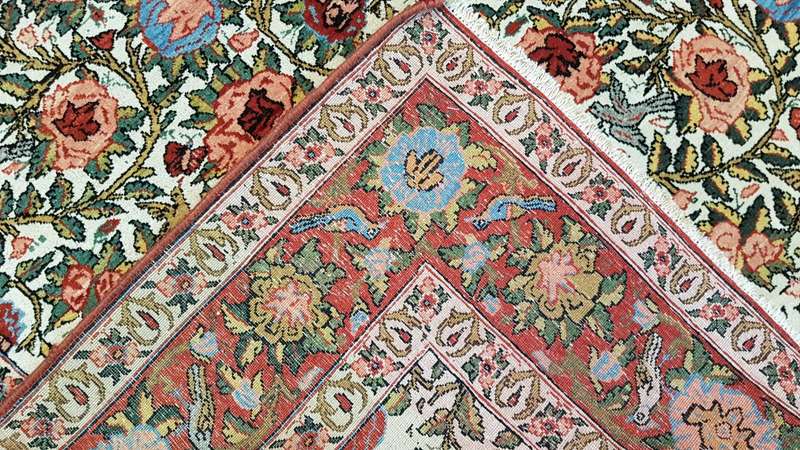 Very Fine Semi Antique Qum Carpet 200cm x 135cm Hand Knotted
