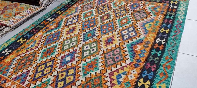 Afghan Chobi Kilim 240cm x 183cm Hand Made