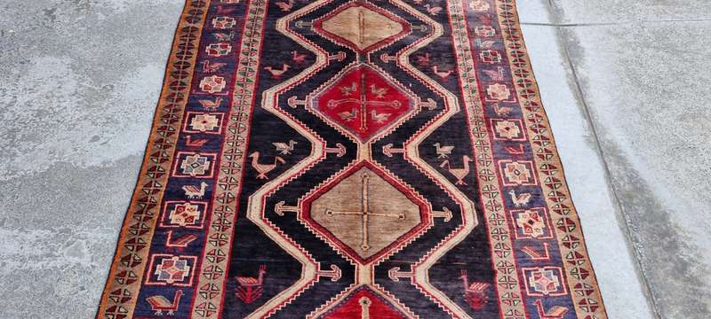 Vintage Persian Hamadan Carpet 296cm x 150cm Hand Knotted