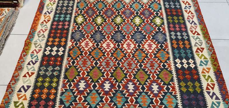 Afghan Chobi Kilim 202cm x 198cm Hand Made