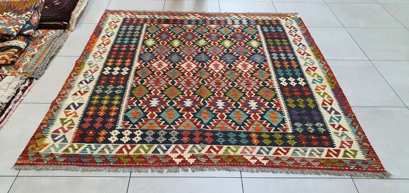 Afghan Chobi Kilim 202cm x 198cm Hand Made