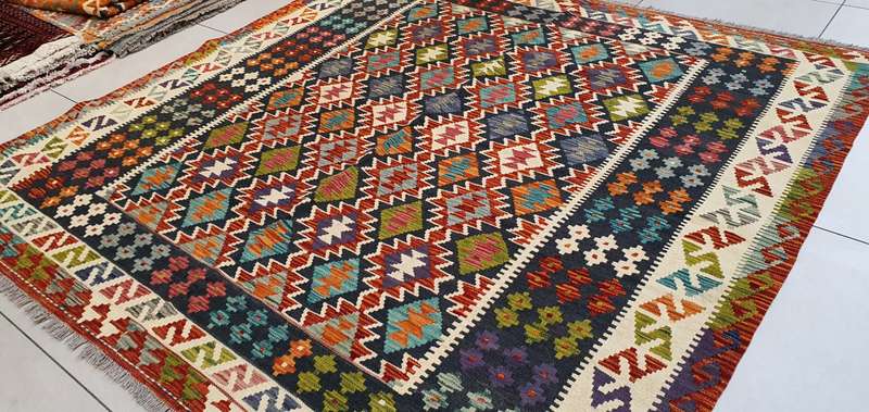 Afghan Chobi Kilim 202cm x 198cm Hand Made